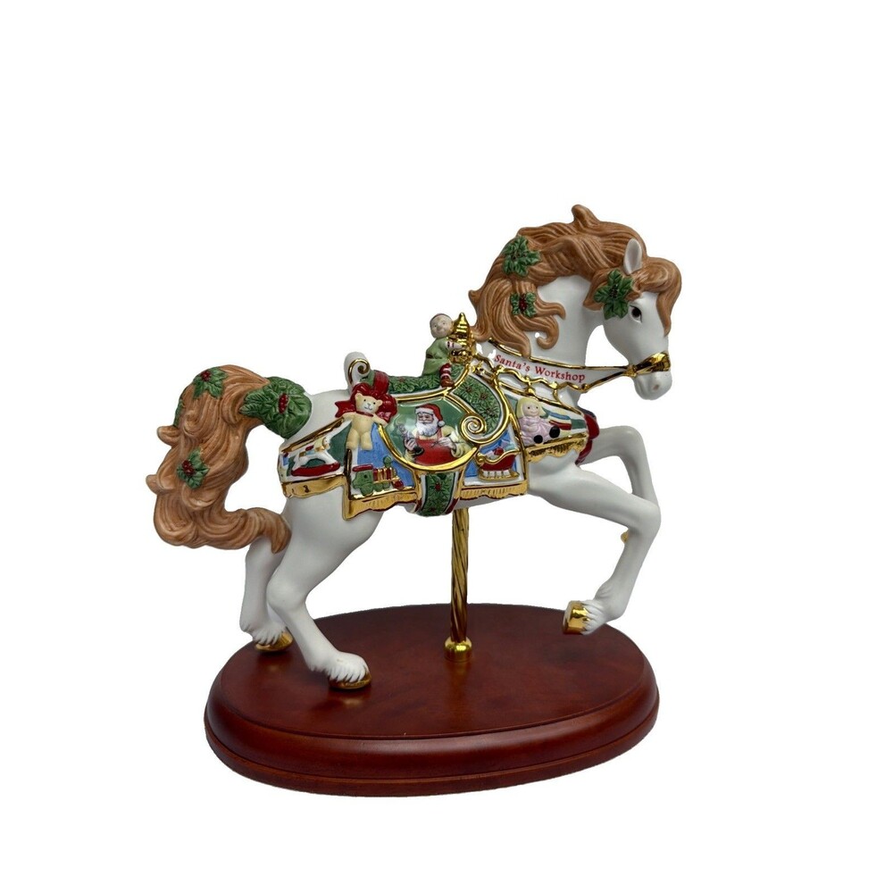 Lenox Carousel Horse 2011 Christmas Santa's Workshop Figurine Porcelain Wood